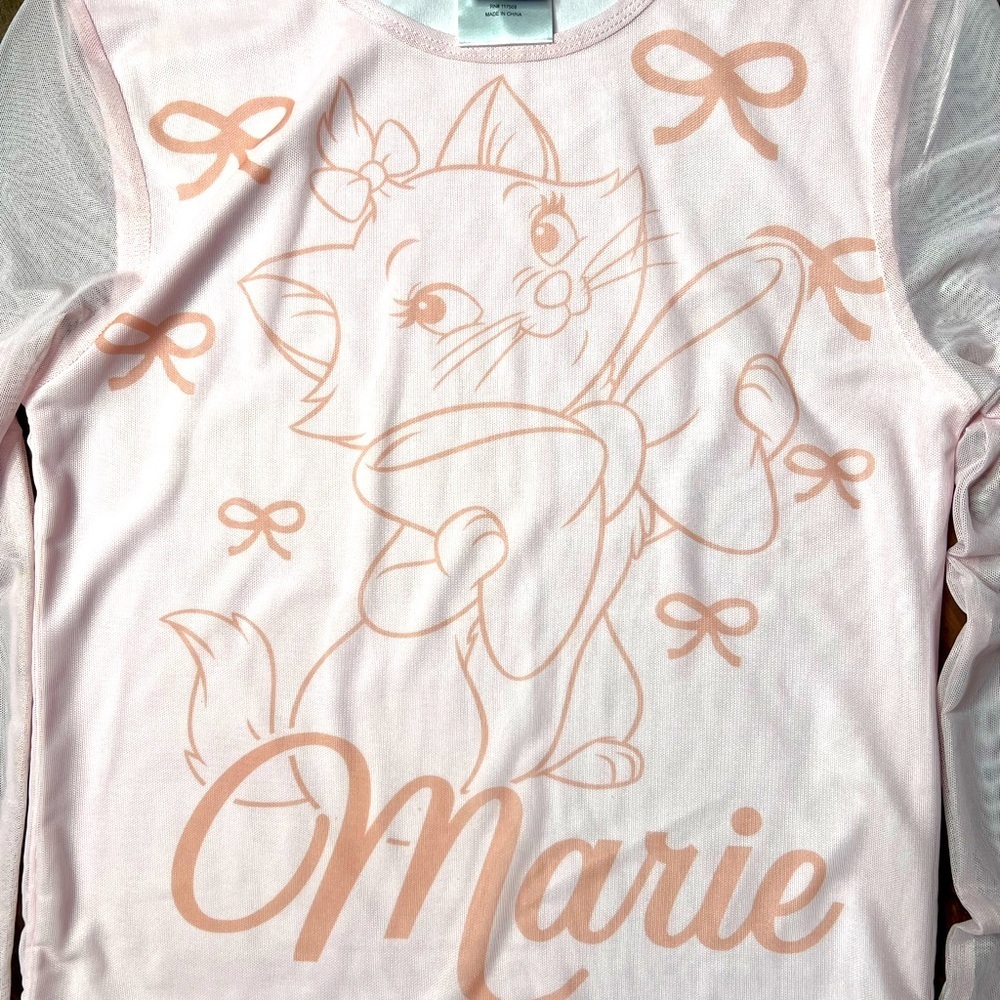 Disney Aristocats Marie Pink Long Sleeve Sheer Top - Picture 3 of 5